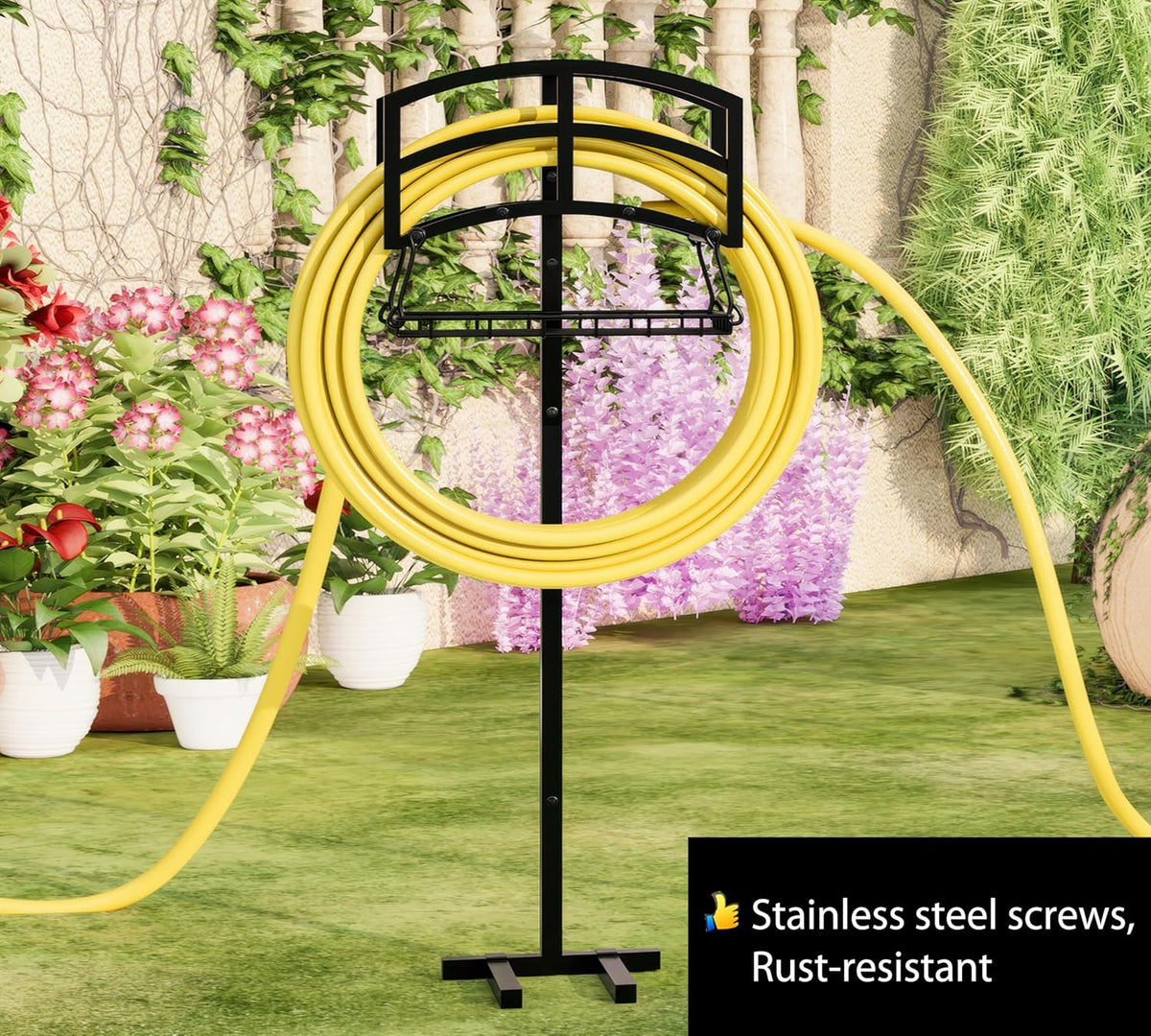 Alloy Steel Freestanding Garden Hose Holder for Yard Lawn