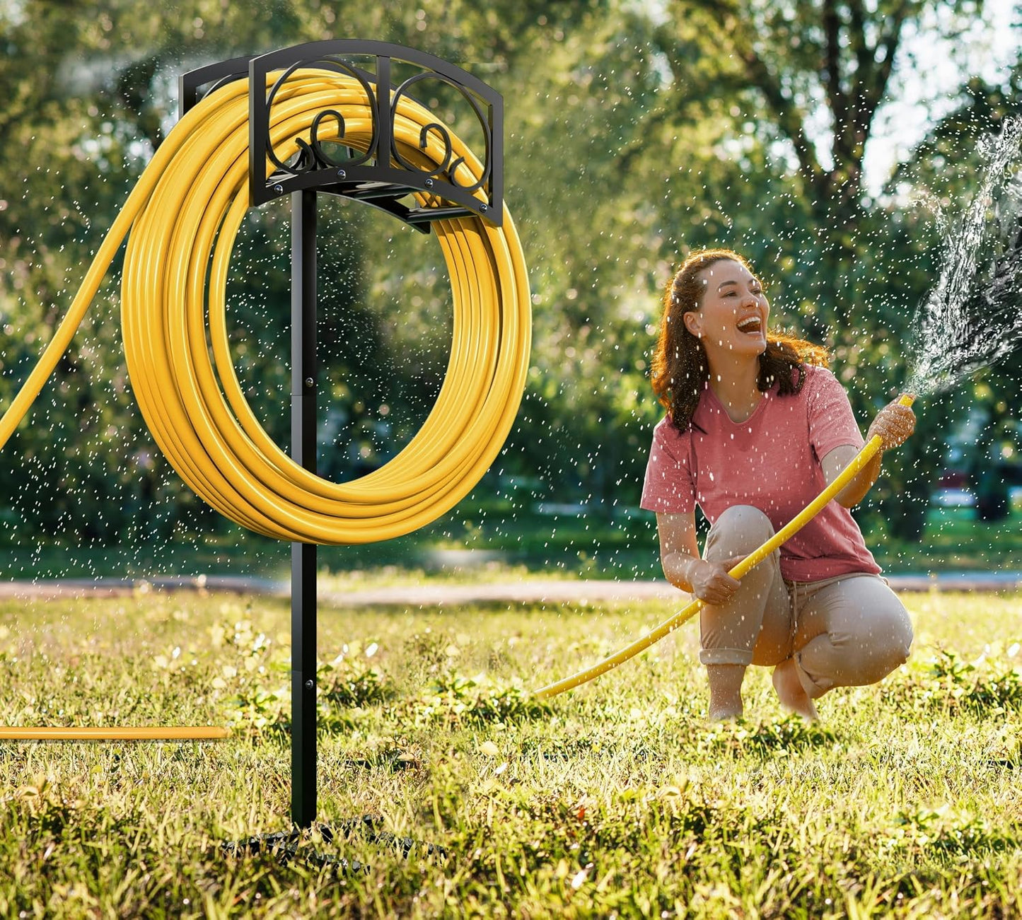 Alloy Steel Freestanding Garden Hose Holder for Yard Lawn