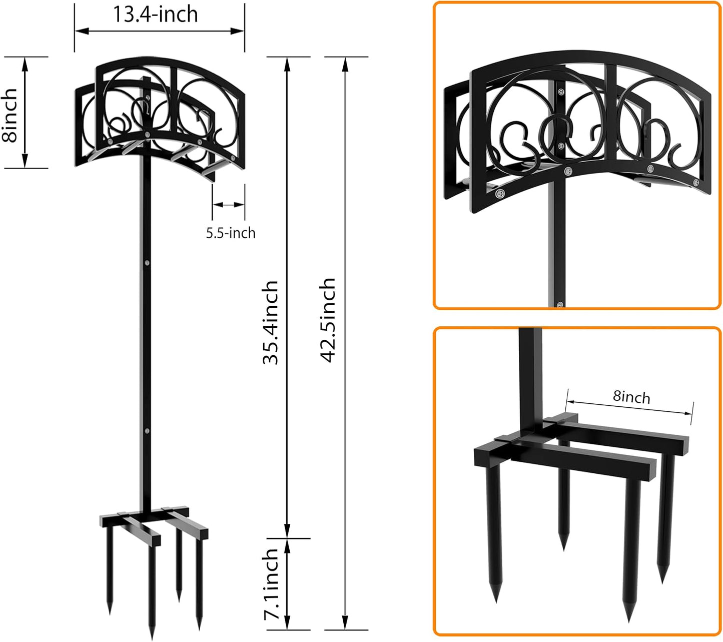Alloy Steel Freestanding Garden Hose Holder for Yard Lawn