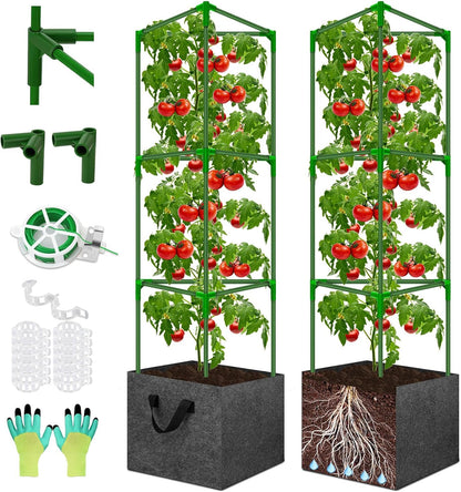 Tomato Cages for Garden with Grow Bags, 2 Pack Tomato Cage Trellis