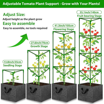 Tomato Cages for Garden with Grow Bags, 2 Pack Tomato Cage Trellis