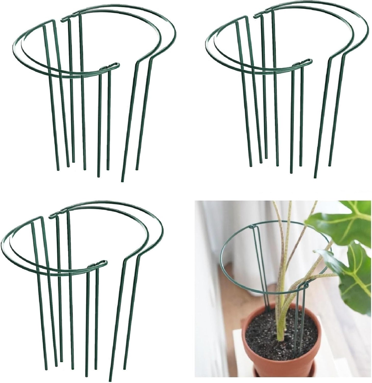 12 Pack 13.8 Inch High Plant Stake,Garden Plant Support,Half-Round Peony Cage Plant Ring Hoop