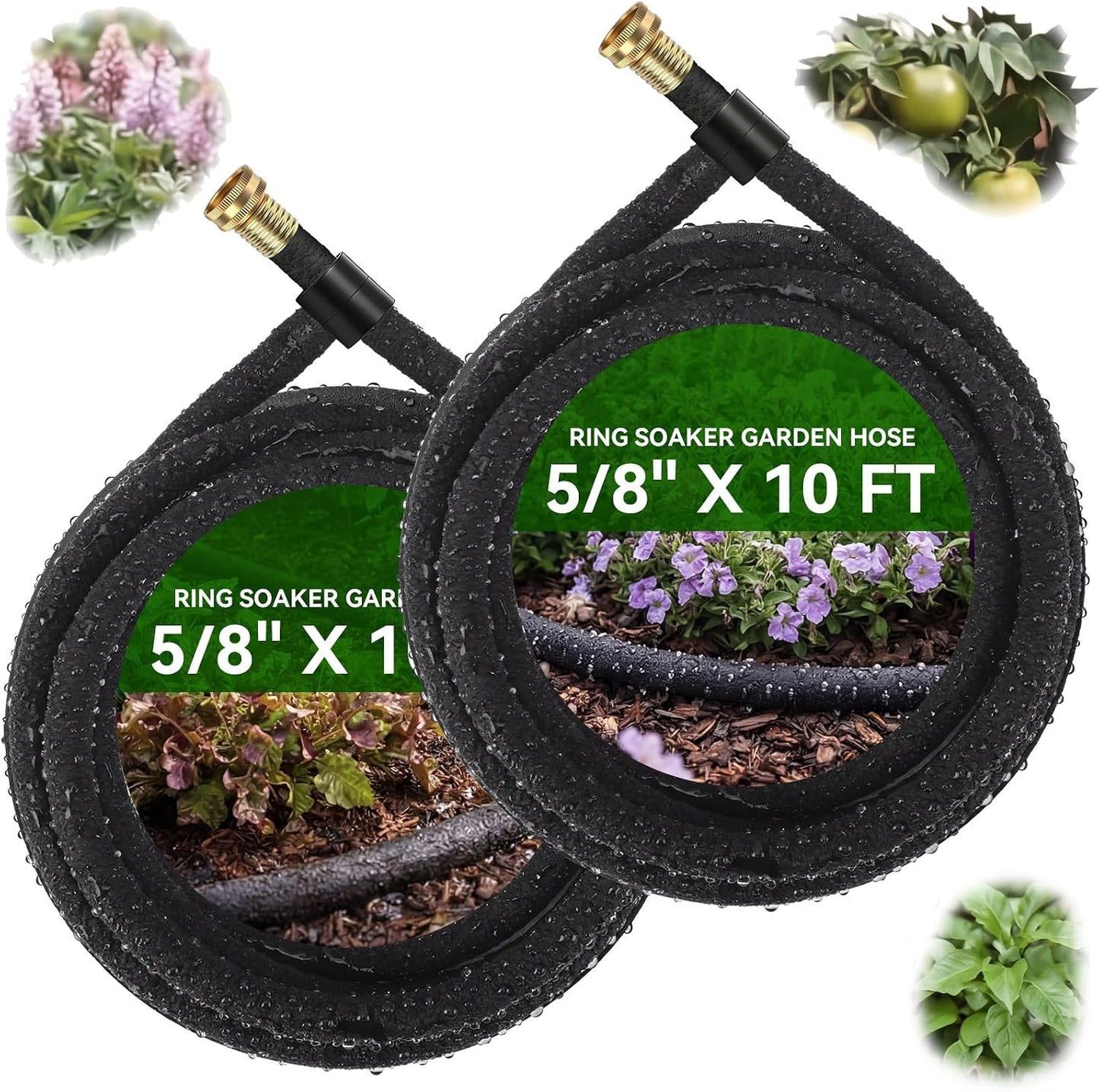 2 Pack Ring Soaker Garden Hose, 5/8" x 10 ft Heavy-duty Drip Hose