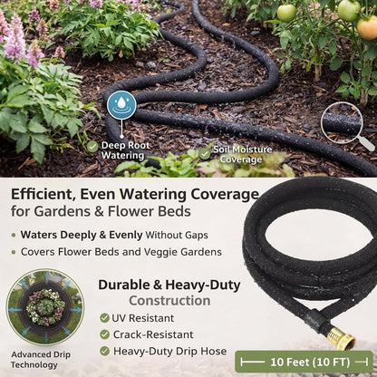 2 Pack Ring Soaker Garden Hose, 5/8" x 10 ft Heavy-duty Drip Hose