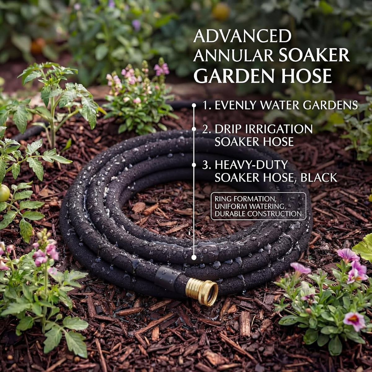 2 Pack Ring Soaker Garden Hose, 5/8" x 10 ft Heavy-duty Drip Hose
