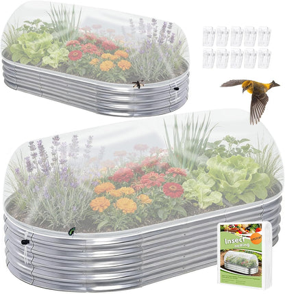 2 Pack Taller Garden Netting for 8x4 Raised Beds with 10 pcs Secured Clips