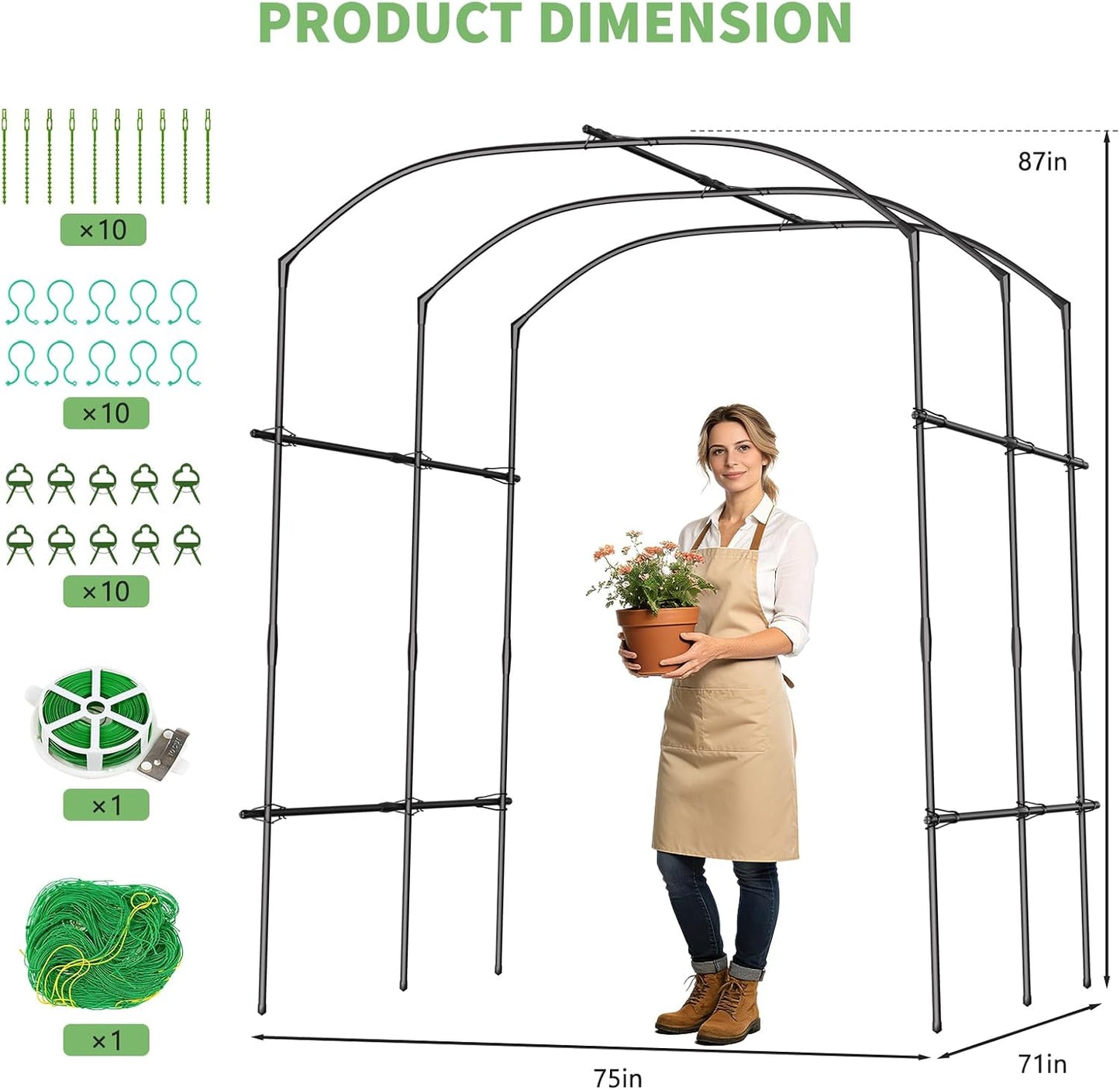 Garden Arch Trellis, 87''H x 75''L Metal Trellis for Climbing Plants