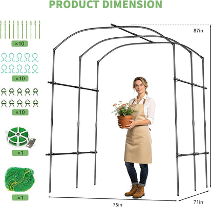 Garden Arch Trellis, 87''H x 75''L Metal Trellis for Climbing Plants