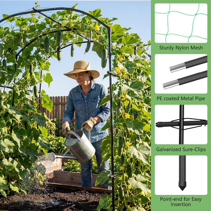 Garden Arch Trellis, 87''H x 75''L Metal Trellis for Climbing Plants