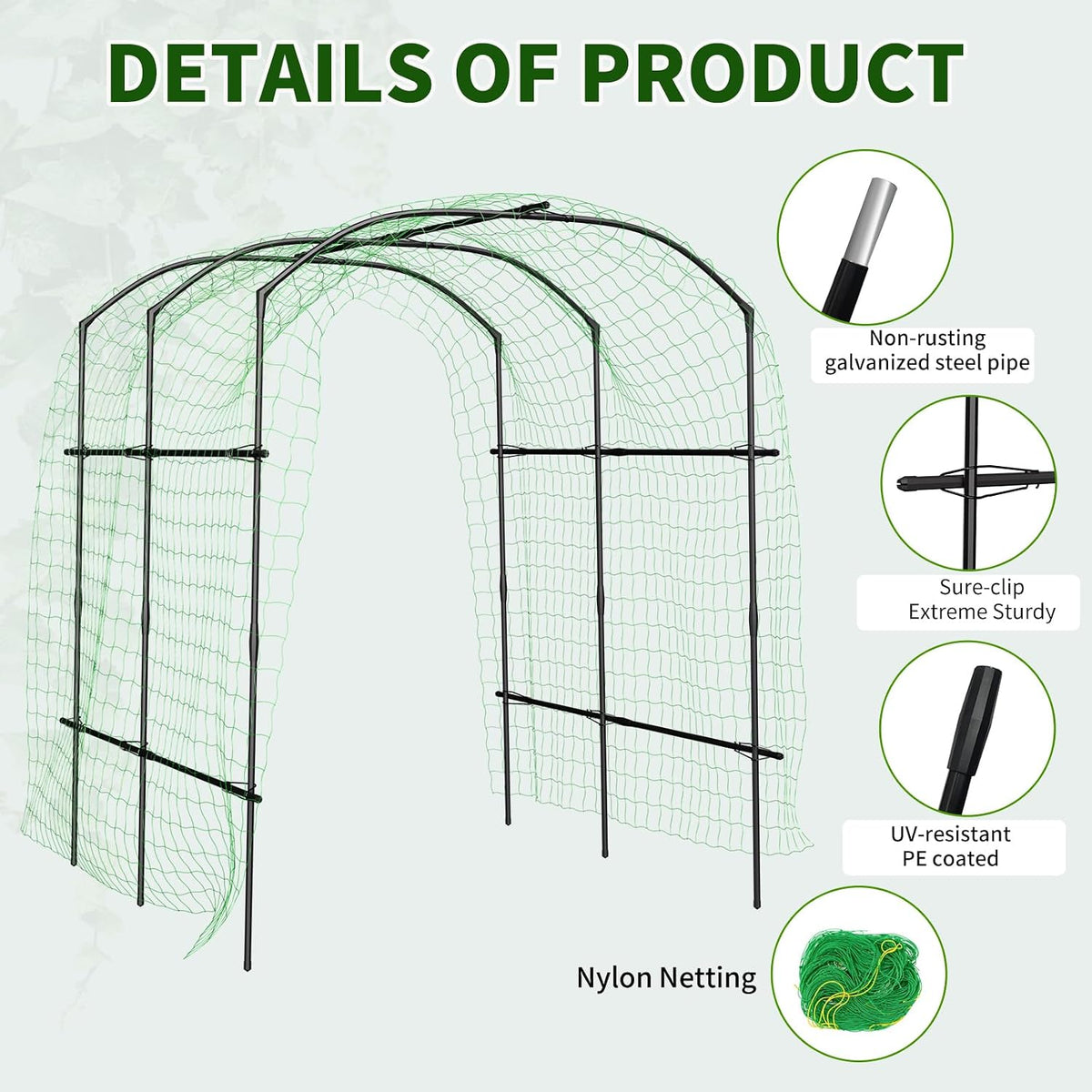 Garden Arch Trellis, 87''H x 75''L Metal Trellis for Climbing Plants