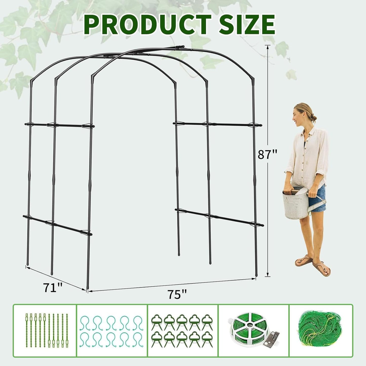 Garden Arch Trellis, 87''H x 75''L Metal Trellis for Climbing Plants