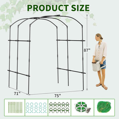 Garden Arch Trellis, 87''H x 75''L Metal Trellis for Climbing Plants