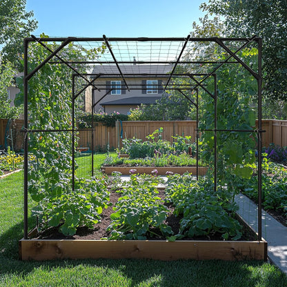 Garden Arch Trellis, 87''H x 75''L Metal Trellis for Climbing Plants