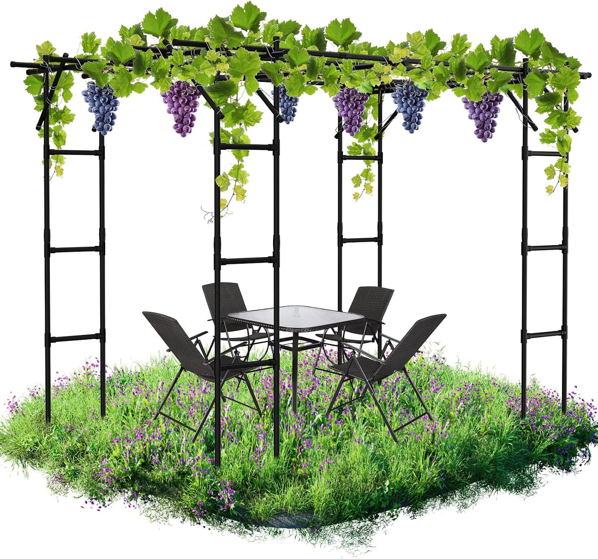 Garden Arch Trellis, 87''H x 75''L Metal Trellis for Climbing Plants
