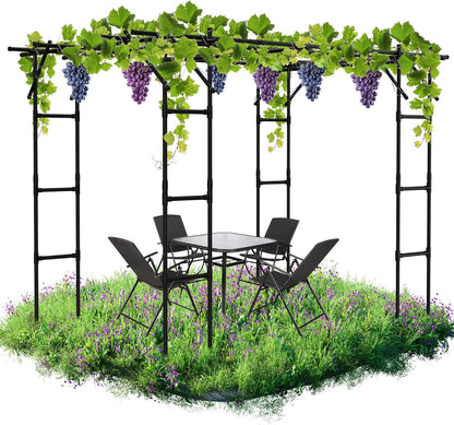 Garden Arch Trellis, 87''H x 75''L Metal Trellis for Climbing Plants