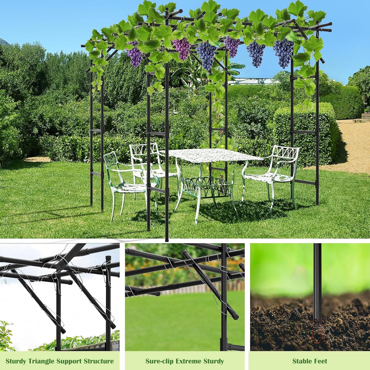Garden Arch Trellis, 87''H x 75''L Metal Trellis for Climbing Plants