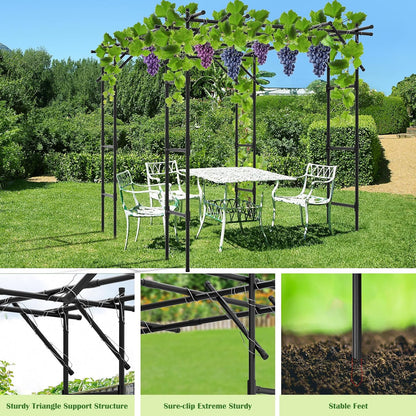 Garden Arch Trellis, 87''H x 75''L Metal Trellis for Climbing Plants