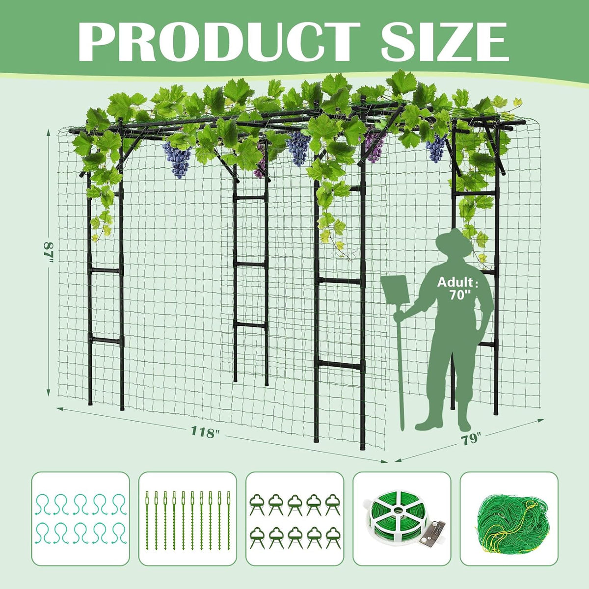 Garden Arch Trellis, 87''H x 75''L Metal Trellis for Climbing Plants