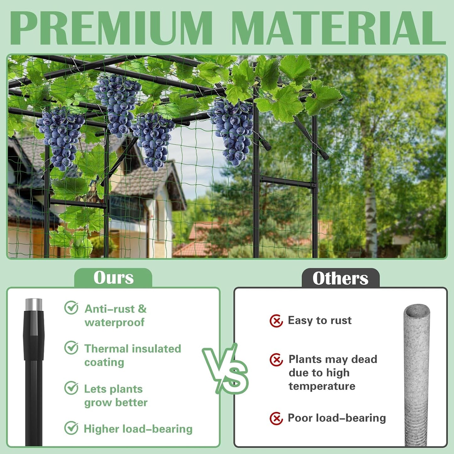 Garden Arch Trellis, 87''H x 75''L Metal Trellis for Climbing Plants