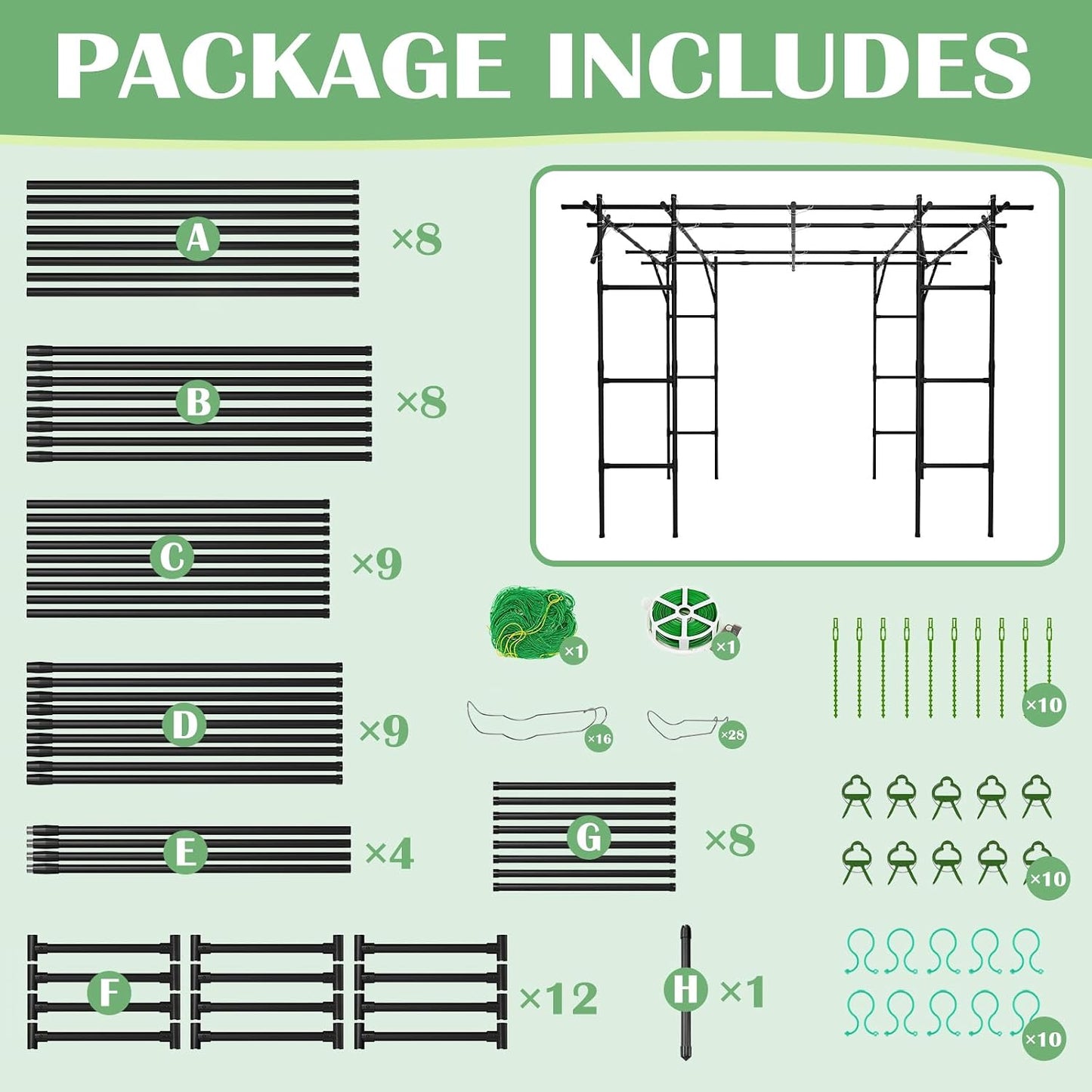 Garden Arch Trellis, 87''H x 75''L Metal Trellis for Climbing Plants