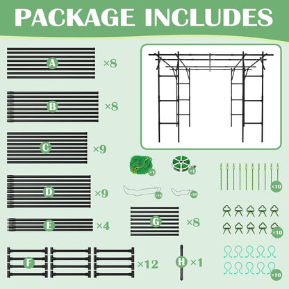Garden Arch Trellis, 87''H x 75''L Metal Trellis for Climbing Plants