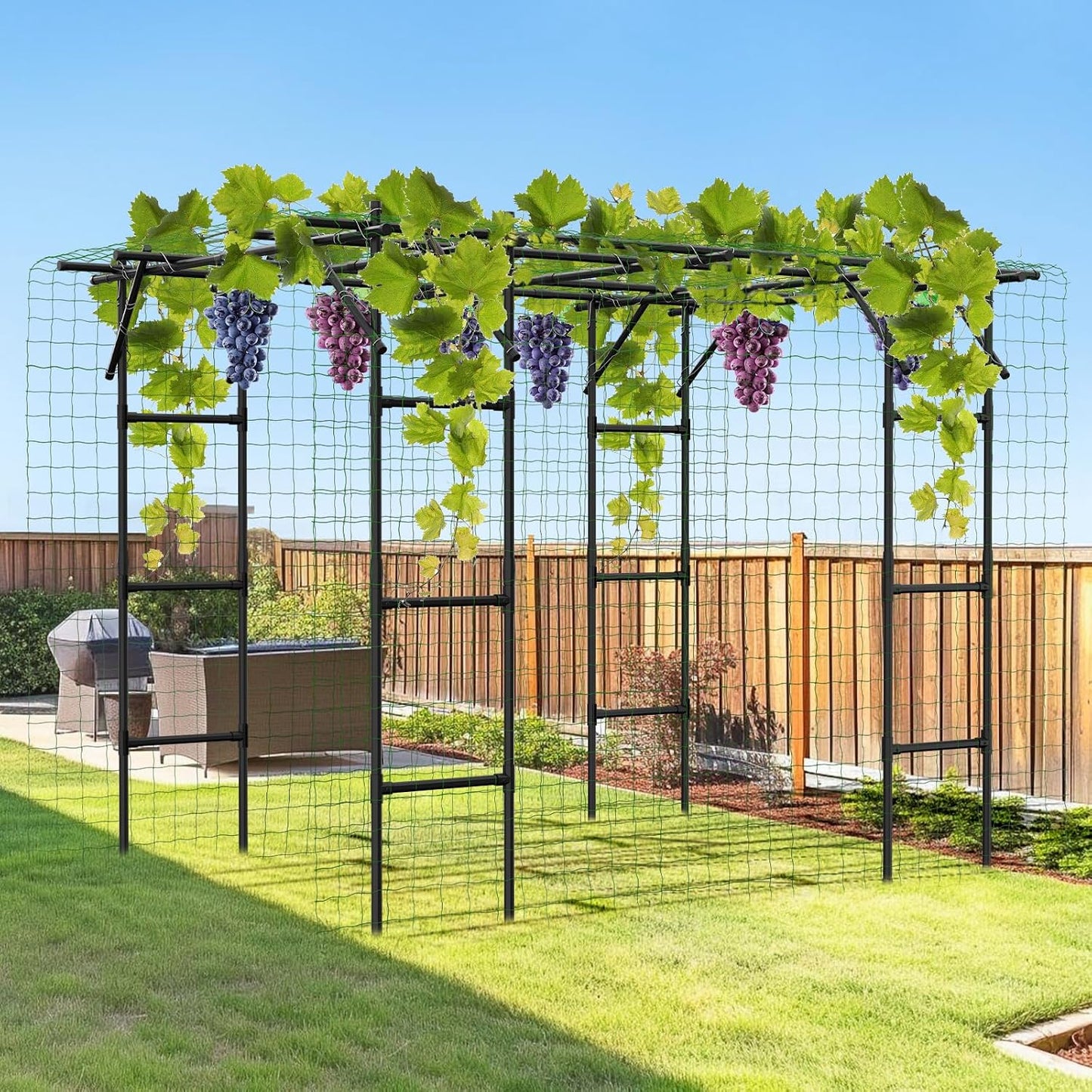 Garden Arch Trellis, 87''H x 75''L Metal Trellis for Climbing Plants