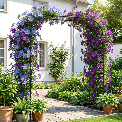 Garden Arch Trellis, 87''H x 75''L Metal Trellis for Climbing Plants
