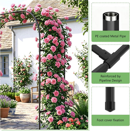 Garden Arch Trellis, 87''H x 75''L Metal Trellis for Climbing Plants