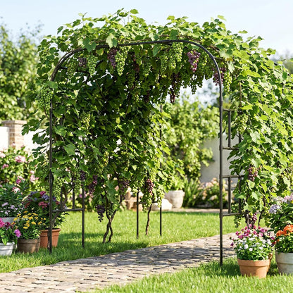 Garden Arch Trellis, 87''H x 75''L Metal Trellis for Climbing Plants