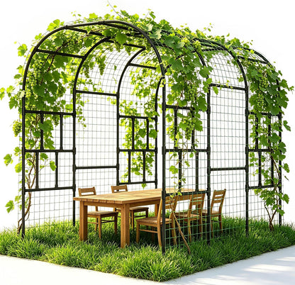 Garden Arch Trellis, 87''H x 75''L Metal Trellis for Climbing Plants