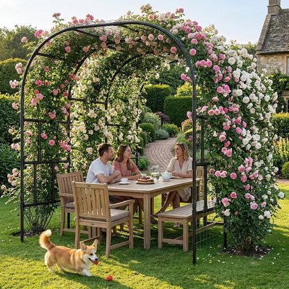 Garden Arch Trellis, 87''H x 75''L Metal Trellis for Climbing Plants