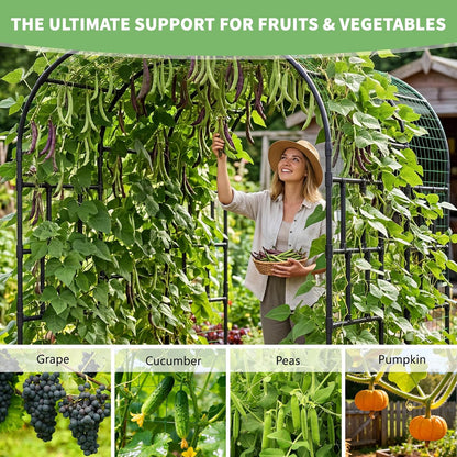 Garden Arch Trellis, 87''H x 75''L Metal Trellis for Climbing Plants