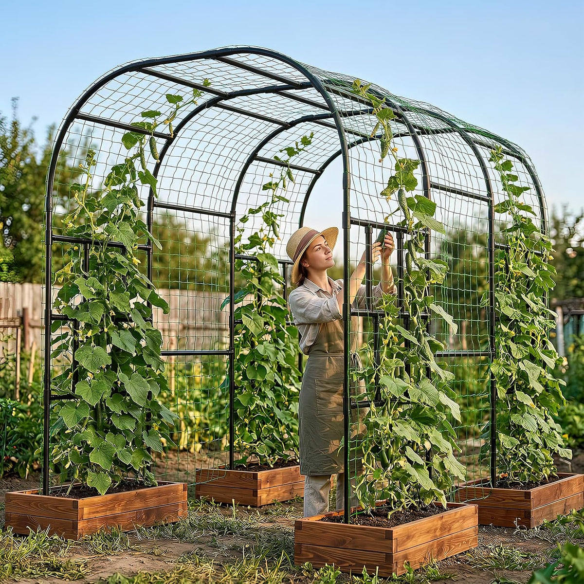 Garden Arch Trellis, 87''H x 75''L Metal Trellis for Climbing Plants
