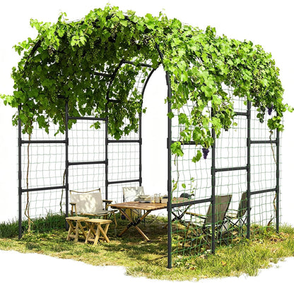 Garden Arch Trellis, 87''H x 75''L Metal Trellis for Climbing Plants
