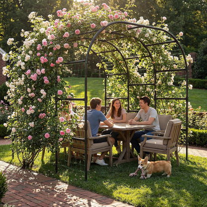 Garden Arch Trellis, 87''H x 75''L Metal Trellis for Climbing Plants