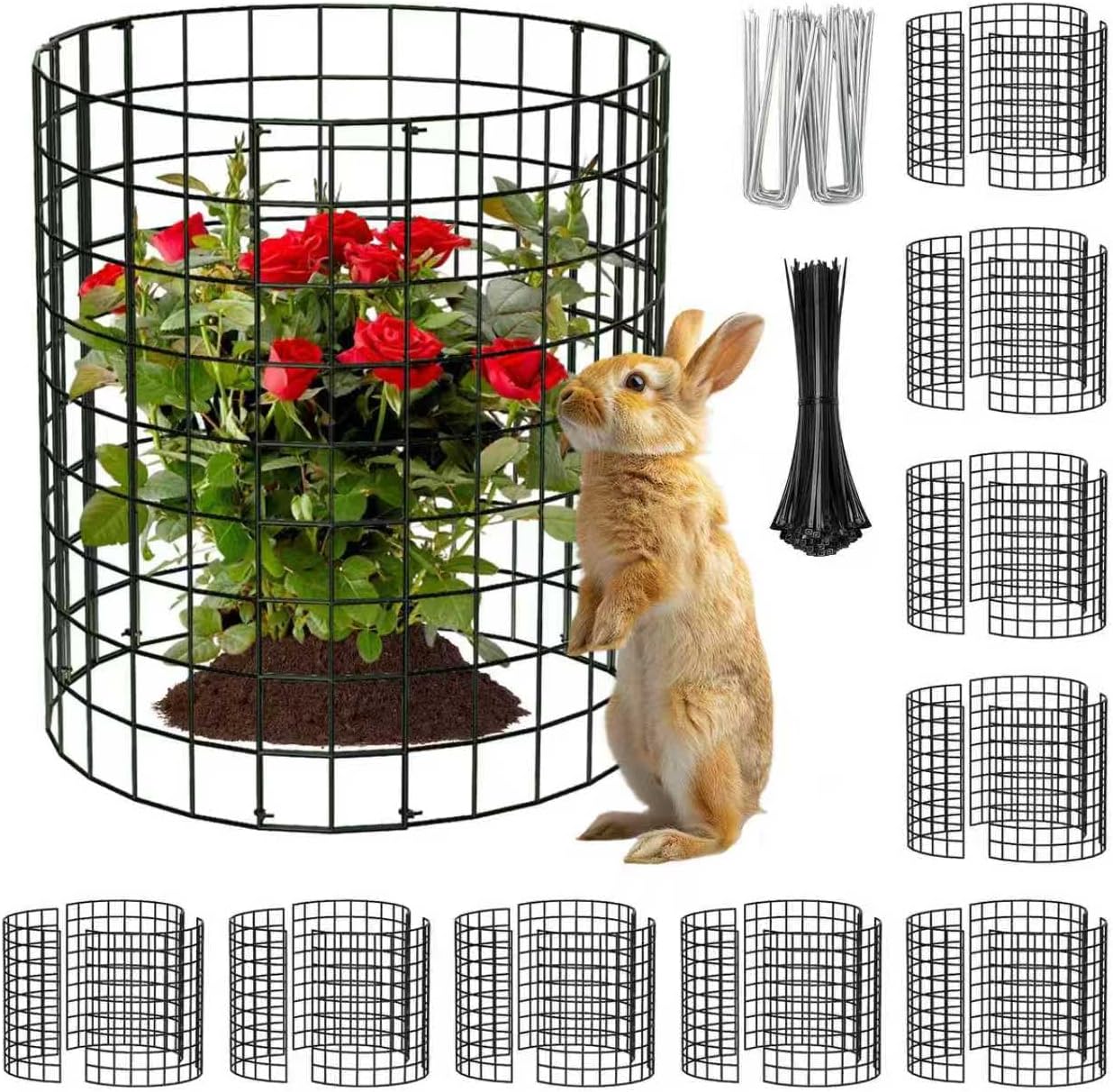 10 Packs Round Plant Protector from Animals,Metal Wire Mesh Garden Plant Cages for Outdoor Gardening Supplies, Garden Protection Rabbits Chickens Ducks for Vegetables, Flowers, Shrubs (12'' x 12'')