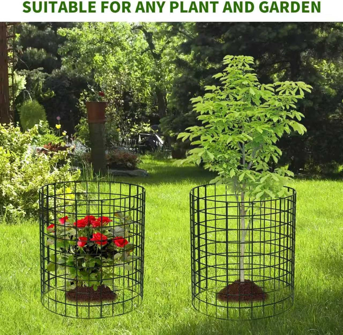 10 Packs Round Plant Protector from Animals,Metal Wire Mesh Garden Plant Cages for Outdoor Gardening Supplies, Garden Protection Rabbits Chickens Ducks for Vegetables, Flowers, Shrubs (12'' x 12'')