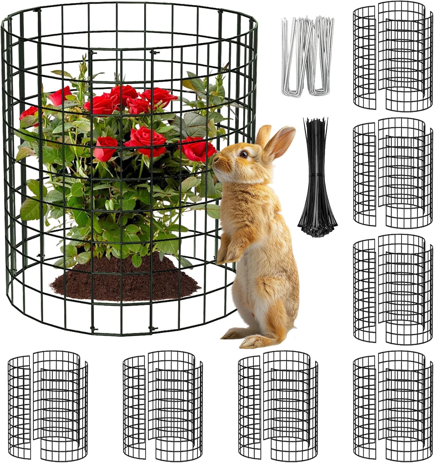 10 Packs Round Plant Protector from Animals,Metal Wire Mesh Garden Plant Cages for Outdoor Gardening Supplies, Garden Protection Rabbits Chickens Ducks for Vegetables, Flowers, Shrubs (12'' x 12'')