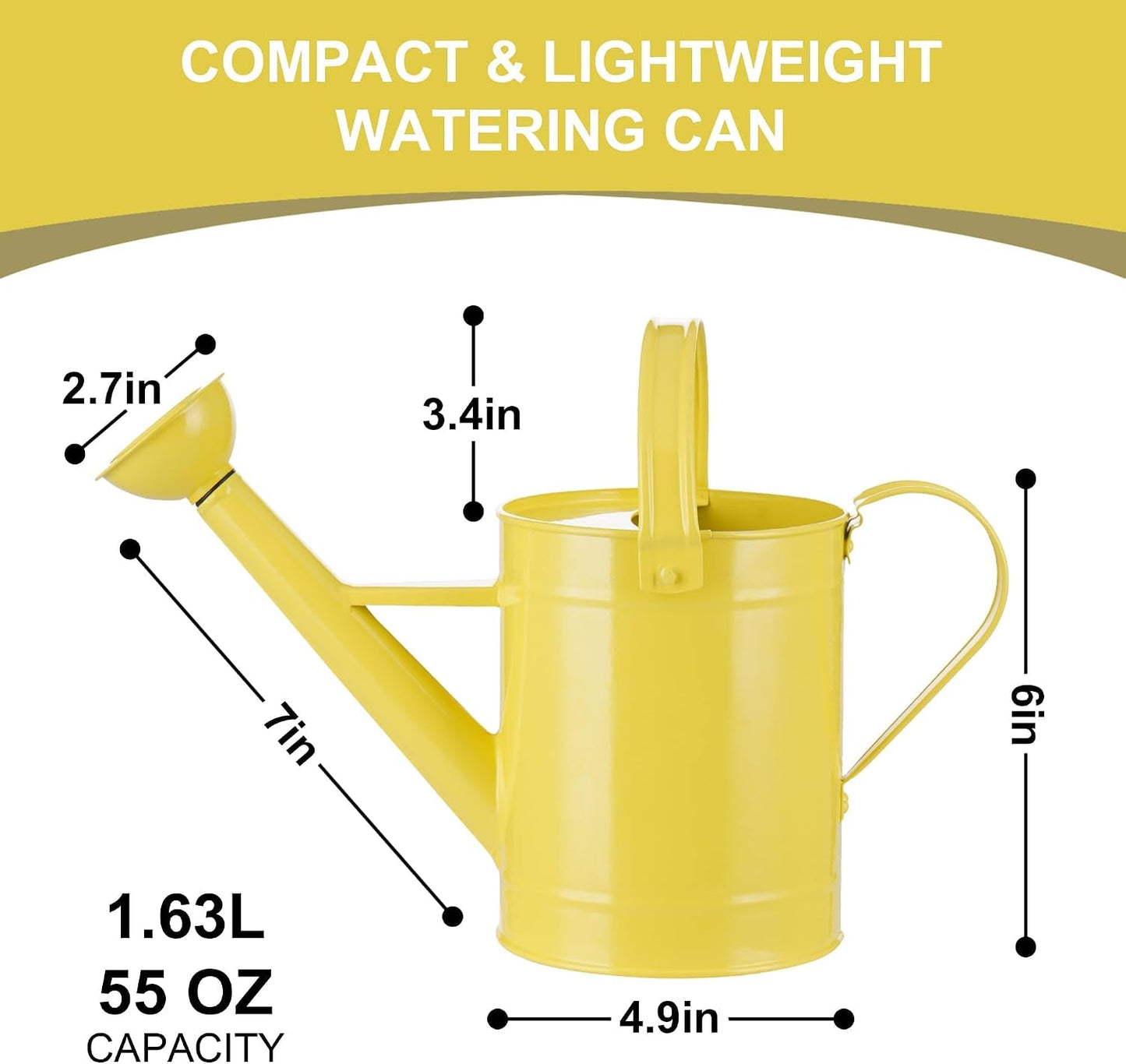 DUSVALLY 32oz Metal Watering Can for Indoor Plants, Long Spout Watering Can