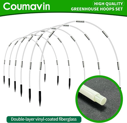 8FT Rust-Free Fiberglass Garden Hoops -72 PCS DIY Grow Tunnel Kit for Raised Beds, Row Cover Support with Connectors/Clips, Sun Shade &Year-Round Plant Protection, White