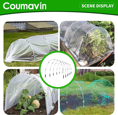 8FT Rust-Free Fiberglass Garden Hoops -72 PCS DIY Grow Tunnel Kit for Raised Beds, Row Cover Support with Connectors/Clips, Sun Shade &Year-Round Plant Protection, White