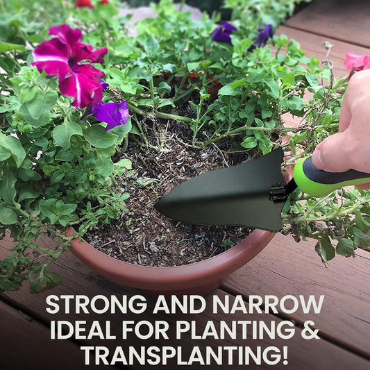 Transplanter Trowel Shovel - High Carbon Steel for Ultimate Strength - Rust Resistant - Ergonomic Grip - Perfect Hand Shovel Tool for Gardening Transplanting & Digging in Garden Beds