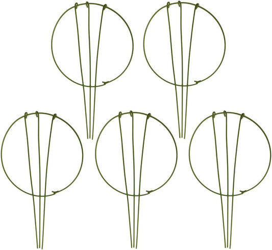 5-Pack Garden Plant Support Stake Green Plant Support Rings Support Hoop for Climbing Plant, Flowers (5.9" Wide x 11" High)