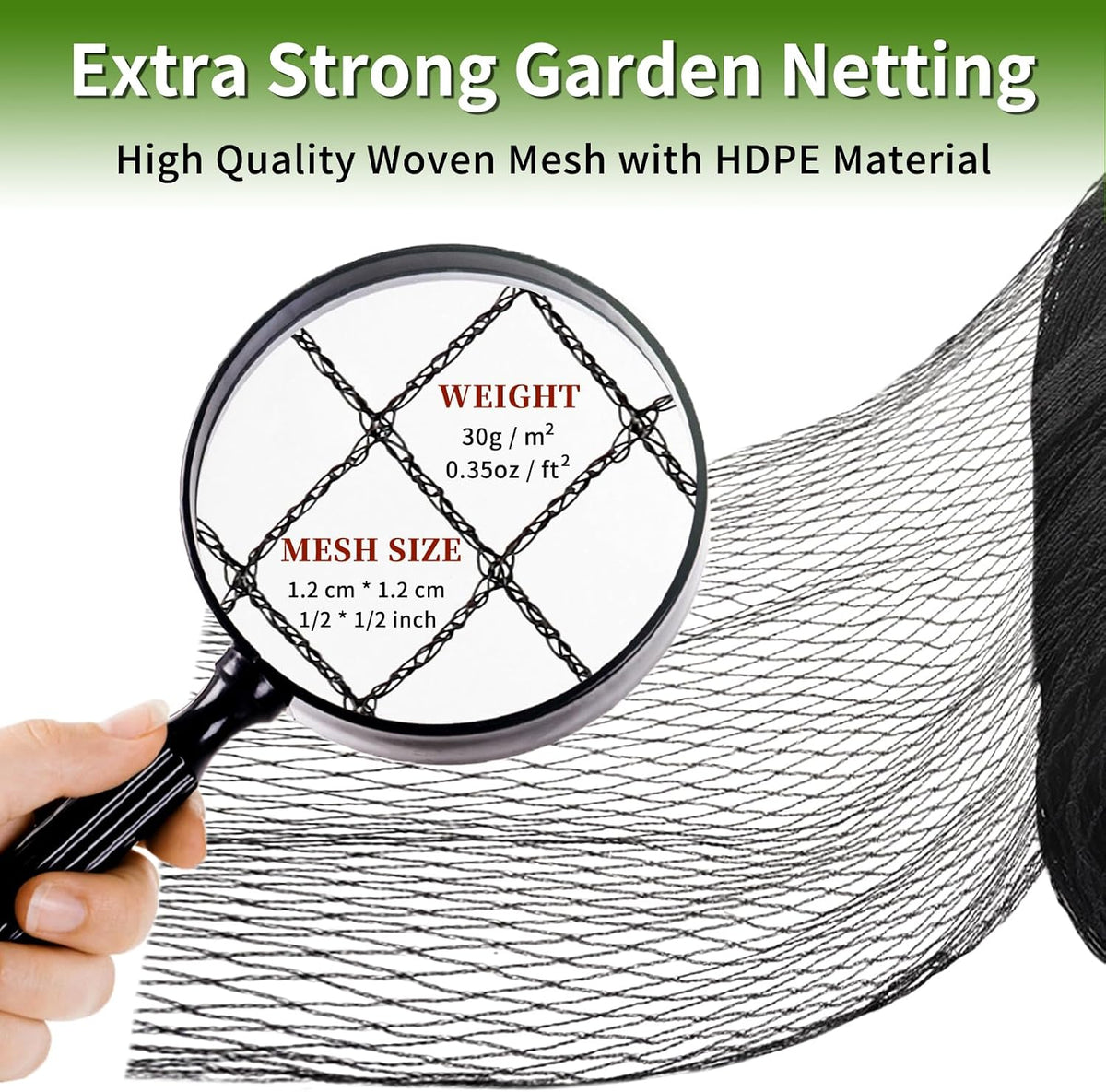 Bird Netting for Garden Protection - 13 x 40 FT Heavy Duty Poultry Bird Netting for Chicken Coop with Ties & Staples, Garden Net Mesh for Fruit Trees Plants Vegetables Against Birds Deer