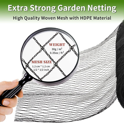 Bird Netting for Garden Protection - 13 x 40 FT Heavy Duty Poultry Bird Netting for Chicken Coop with Ties & Staples, Garden Net Mesh for Fruit Trees Plants Vegetables Against Birds Deer