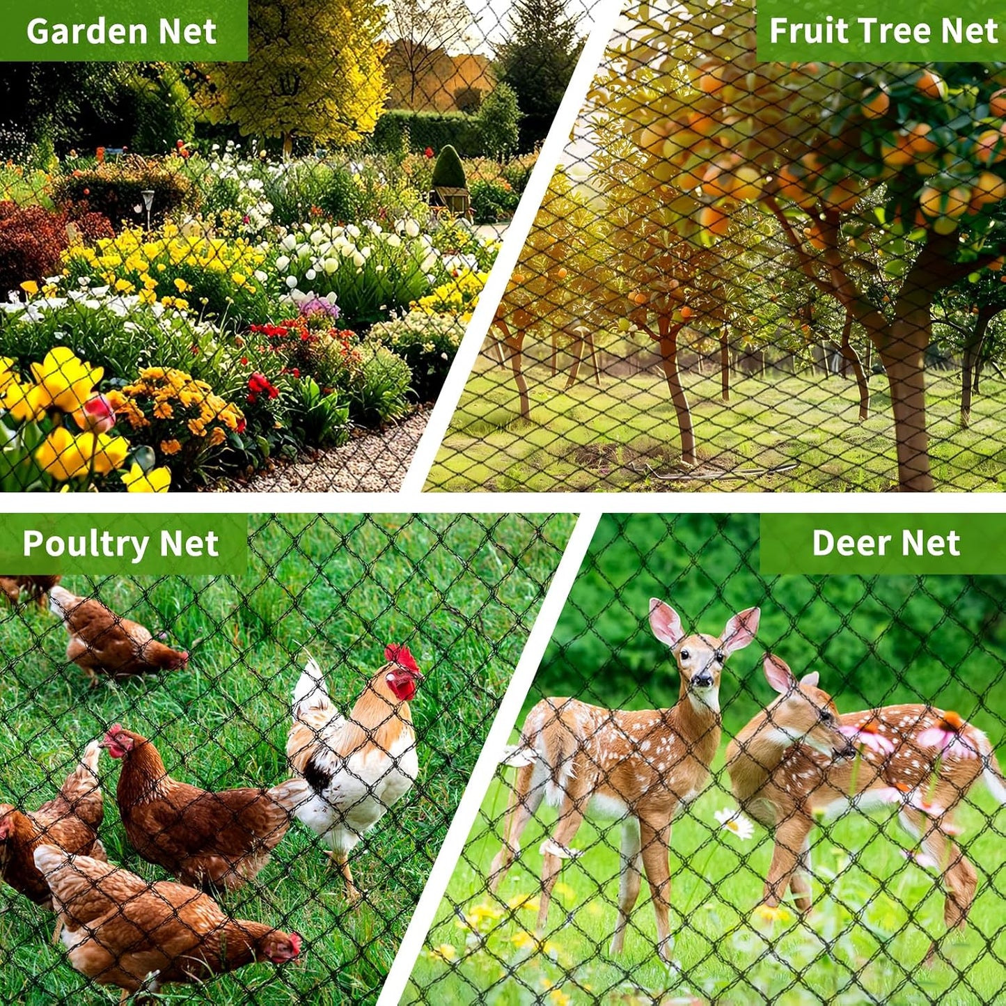 Bird Netting for Garden Protection - 13 x 40 FT Heavy Duty Poultry Bird Netting for Chicken Coop with Ties & Staples, Garden Net Mesh for Fruit Trees Plants Vegetables Against Birds Deer