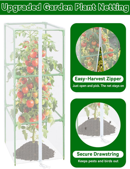 57x16.1 in Garden Tomato Plant Cover Netting for Square Tomato Cage