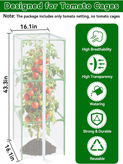 57x16.1 in Garden Tomato Plant Cover Netting for Square Tomato Cage
