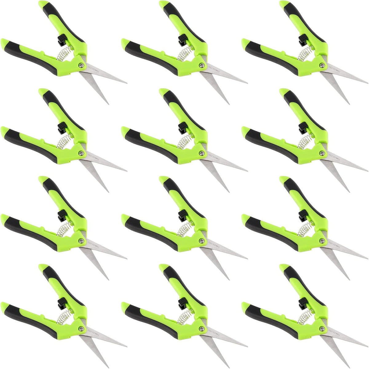 12 Pack 6.5 Inches Green Micro Tip Pruning Snips, Bud Trimming Scissors with Straight Tip Stainless Steel Blades, Gardening Hand Pruning Shears for Trimming Herb Plants Flowers Bonsai