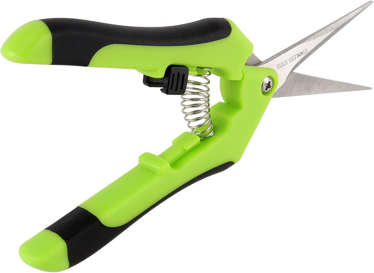 12 Pack 6.5 Inches Green Micro Tip Pruning Snips, Bud Trimming Scissors with Straight Tip Stainless Steel Blades, Gardening Hand Pruning Shears for Trimming Herb Plants Flowers Bonsai